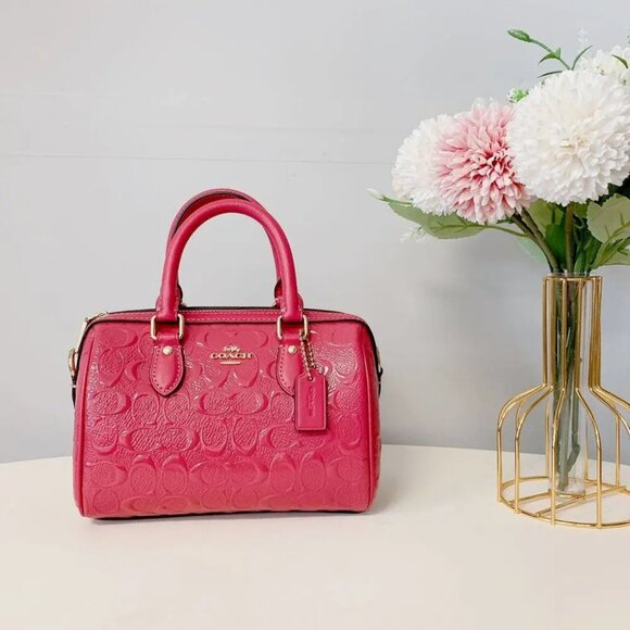 Coach CH276 Mini Rowan Crossbody In Signature Leather IN Strawberry Haze - Picture 2 of 7